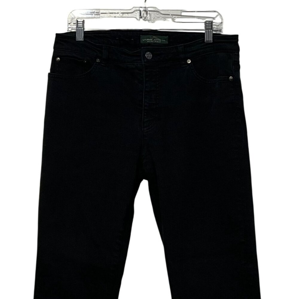 Lauren Ralph Lauren Womens Black Cotton Blend Jeans Size 12 Straight Leg - Picture 2 of 7